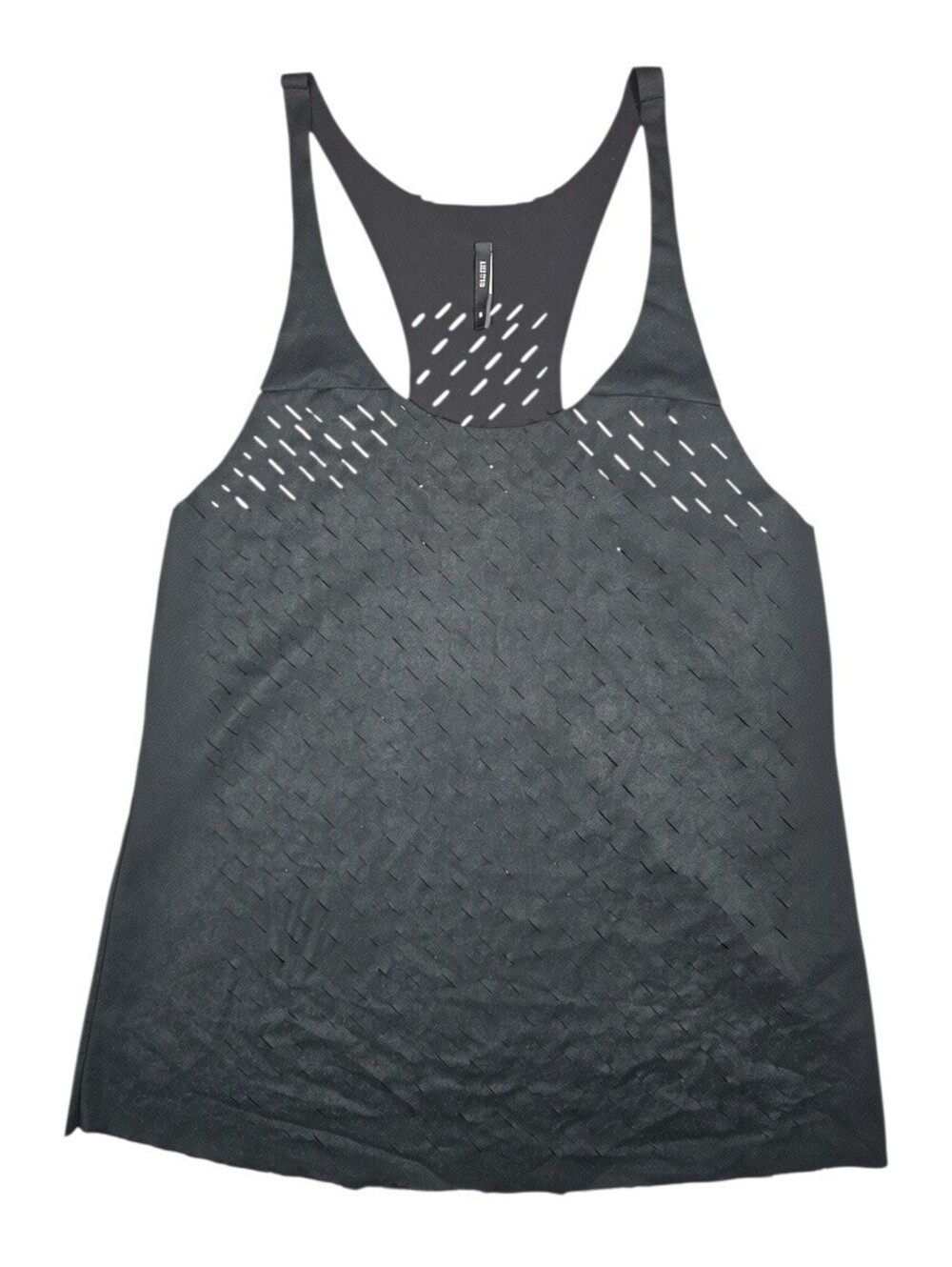 Kill City Black Laser Cut Punk Rock Goth Y2K Raw Hem Racerback Tank Top Medium